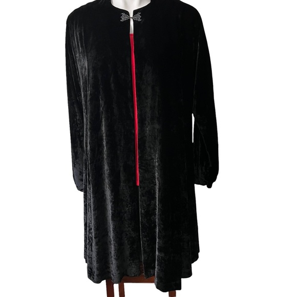 Eskandar BLACK Velvet Medium Weight Persian A-line Coat, Sz 4 - Picture 6 of 12